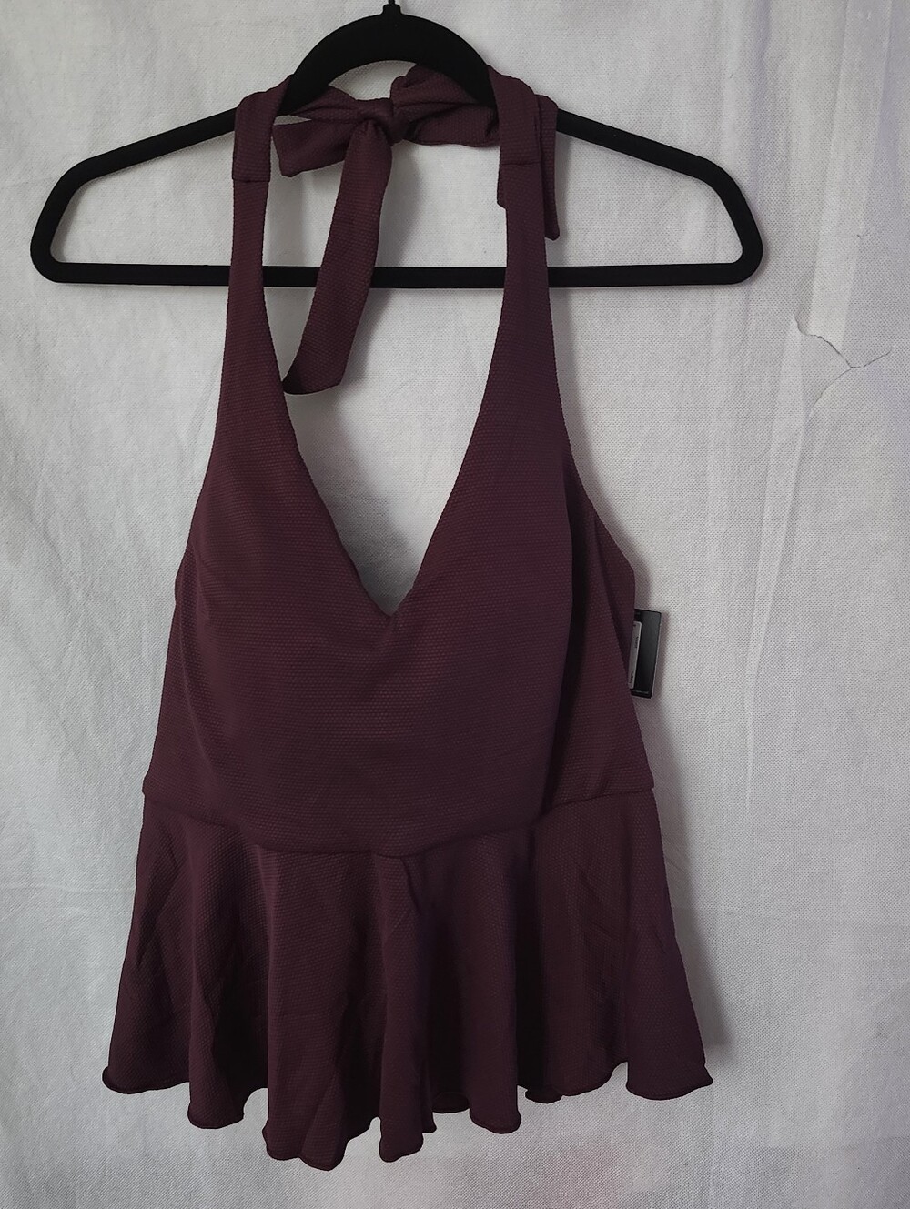 Spanx Swim Pique Full Bust Halter Tankini Top In The Shade Mulberry Sz M & L